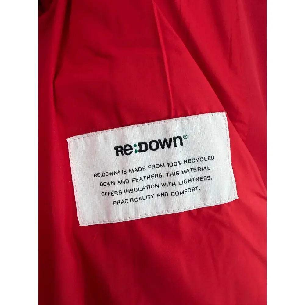 REISS Thea Short Puffer Jacket NEW Size S Red Quilted Hoodie $565 Coat Winter - Picture 7 of 16